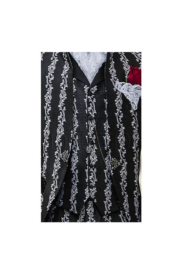 Black Grey Brocade Waistcoat
