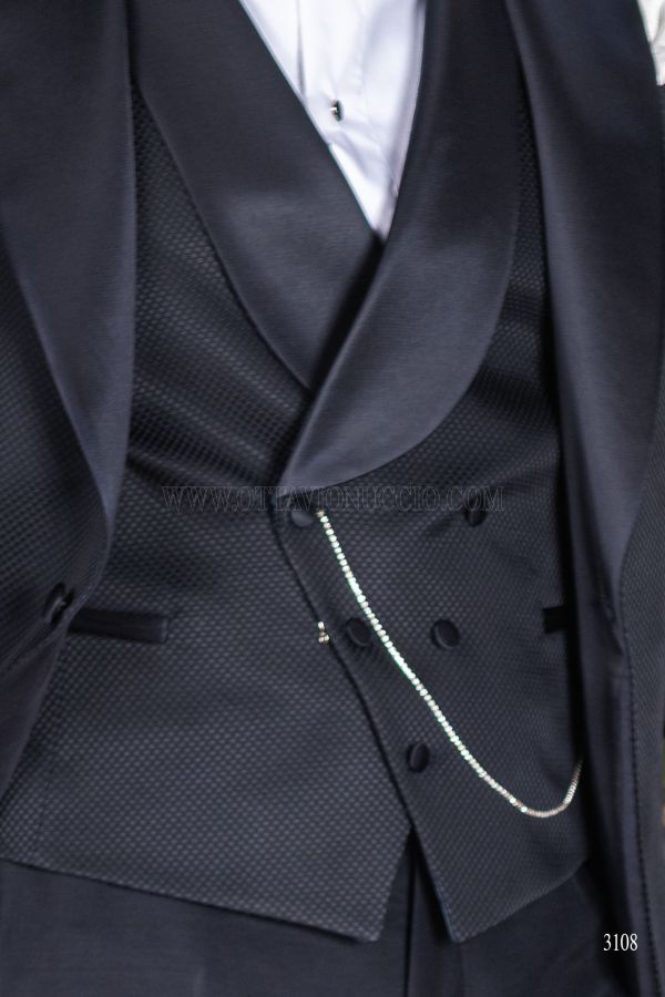 Gilet asimmetrico doppiopetto sciallato damiè blu