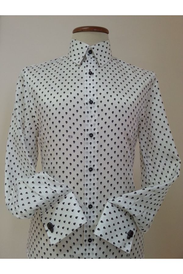 White Shirt with Skull Print