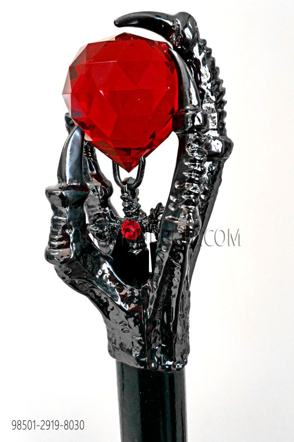 Black stick, gunmetal dragon paw knob, red sphere