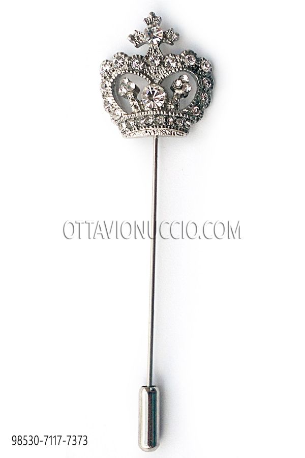 Alfiler corona nikel strass crystal