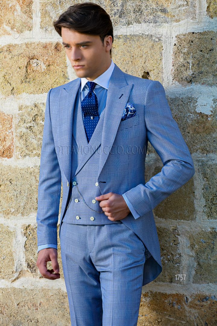 Electric blue cool wool Italian tailored fit wedding morning suit - Ottavio  Nuccio Gala