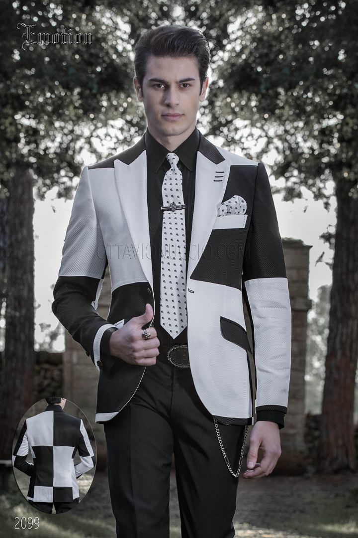 Costume homme hipster original blanc et noir - Ottavio Nuccio Gala