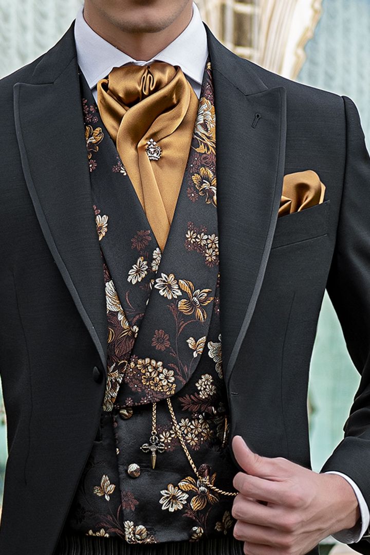 Modern black morning suit coordinated with pinstripe trousers - Ottavio  Nuccio Gala