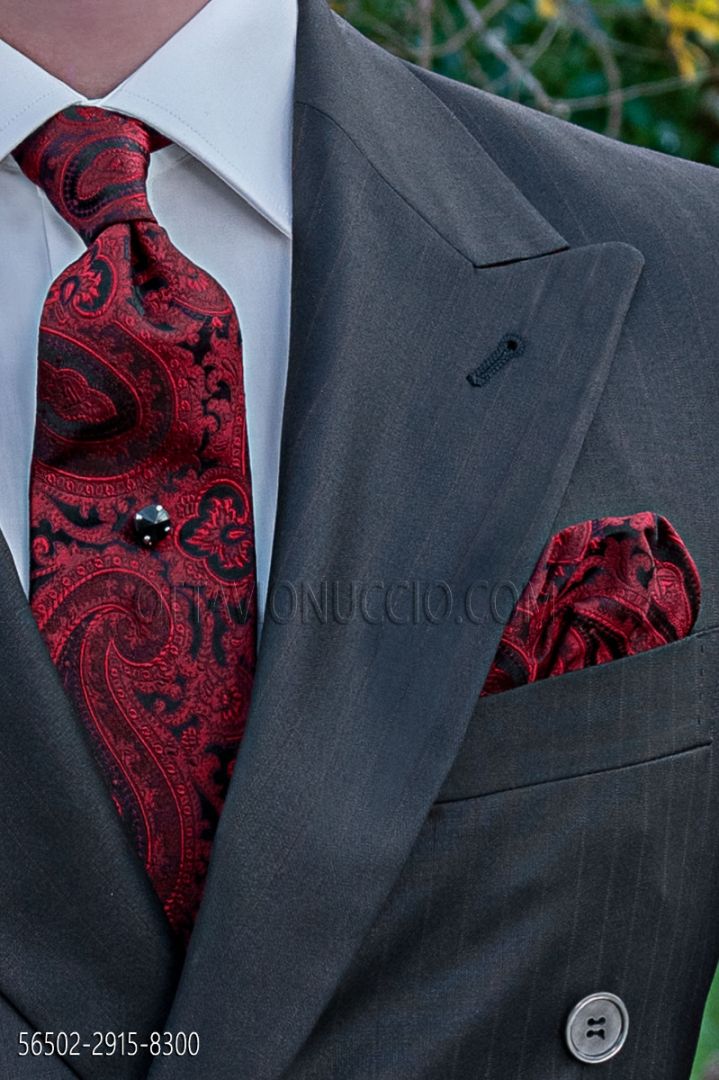 Jacquard Silk Tie and Handkerchief Set - Ottavio Nuccio Gala